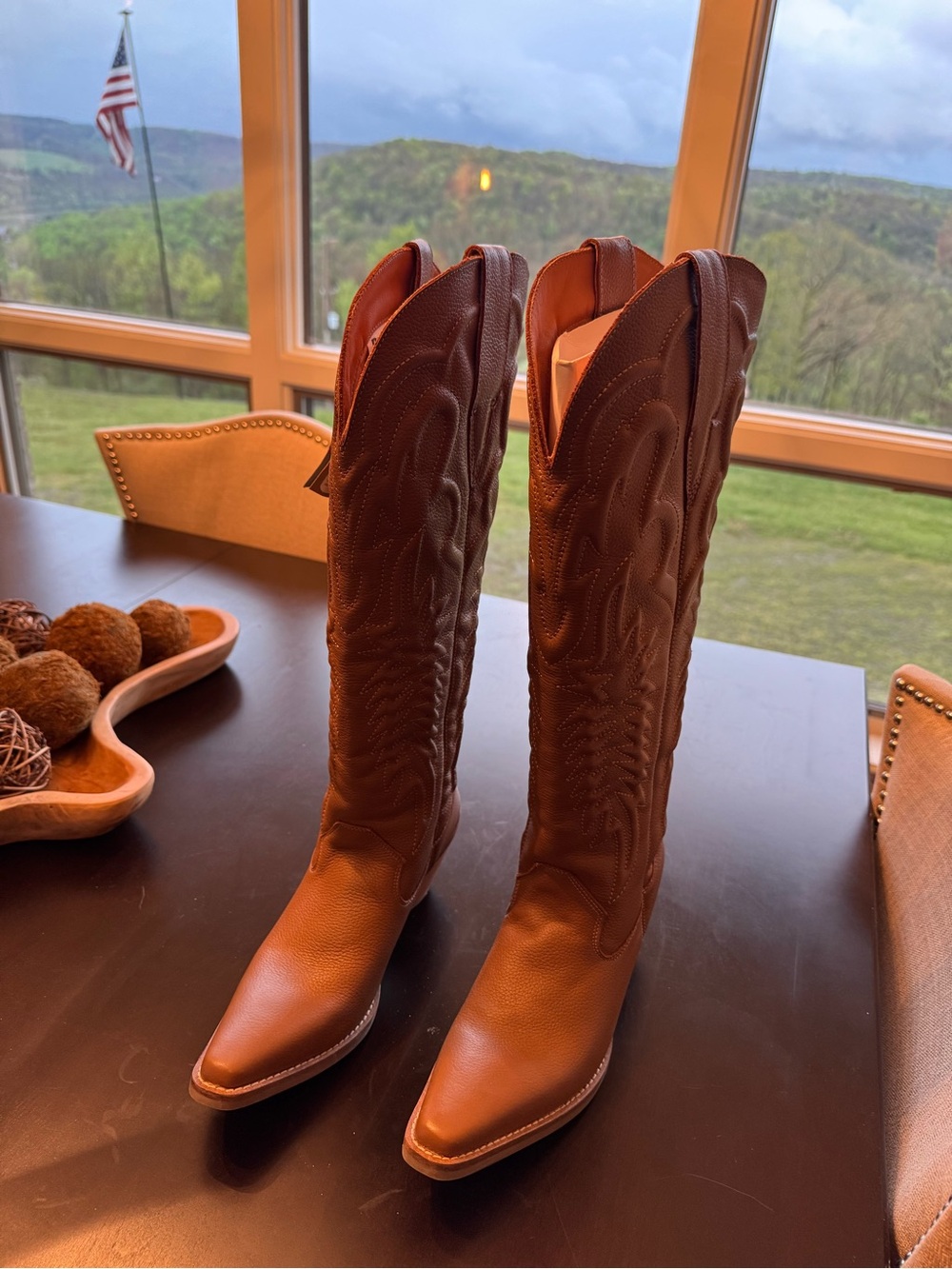 DINGO Raisin Kane Brown Tall Knee-Hi Western Boots 8.5